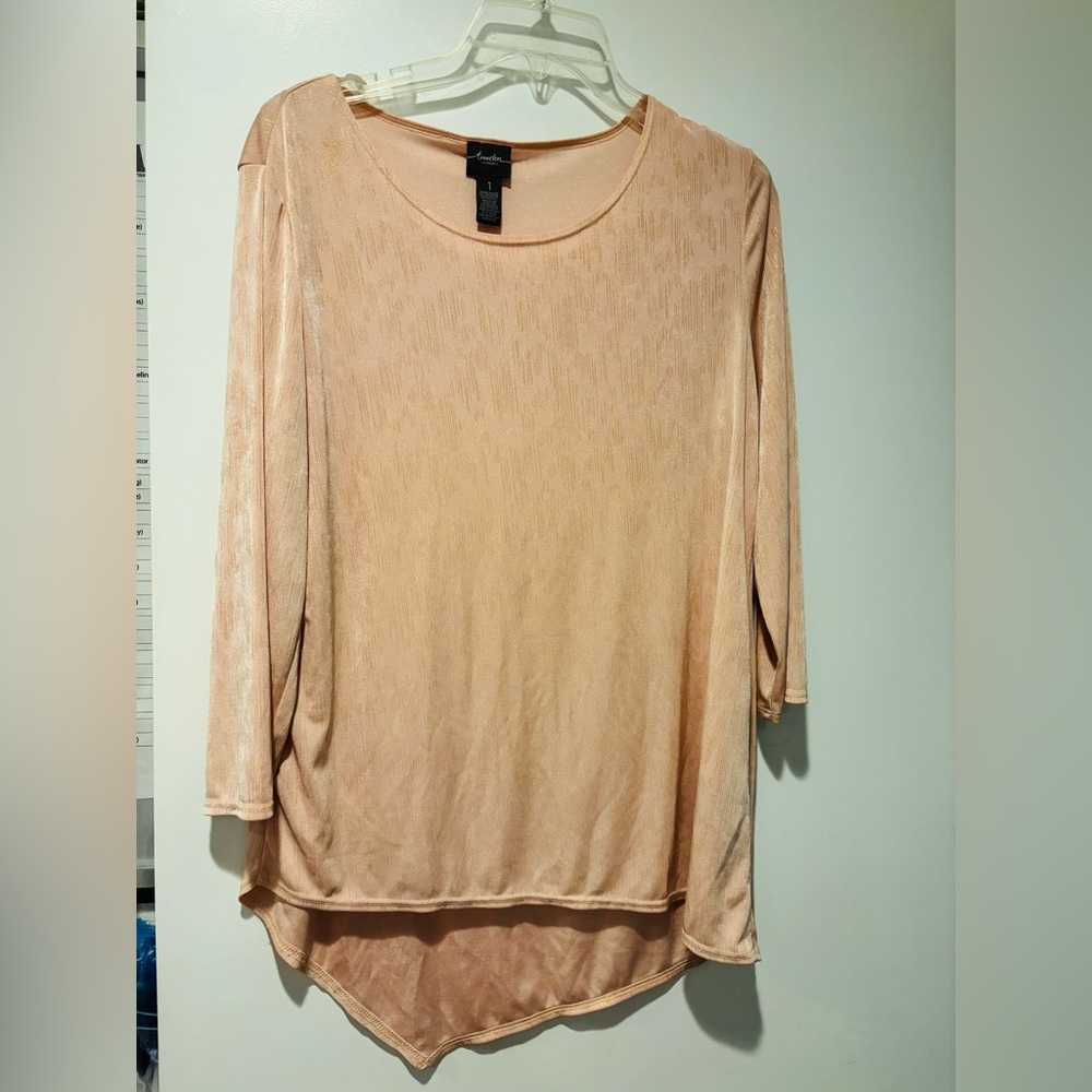 Chico's Peach Blouse with Asymmetrical Hem